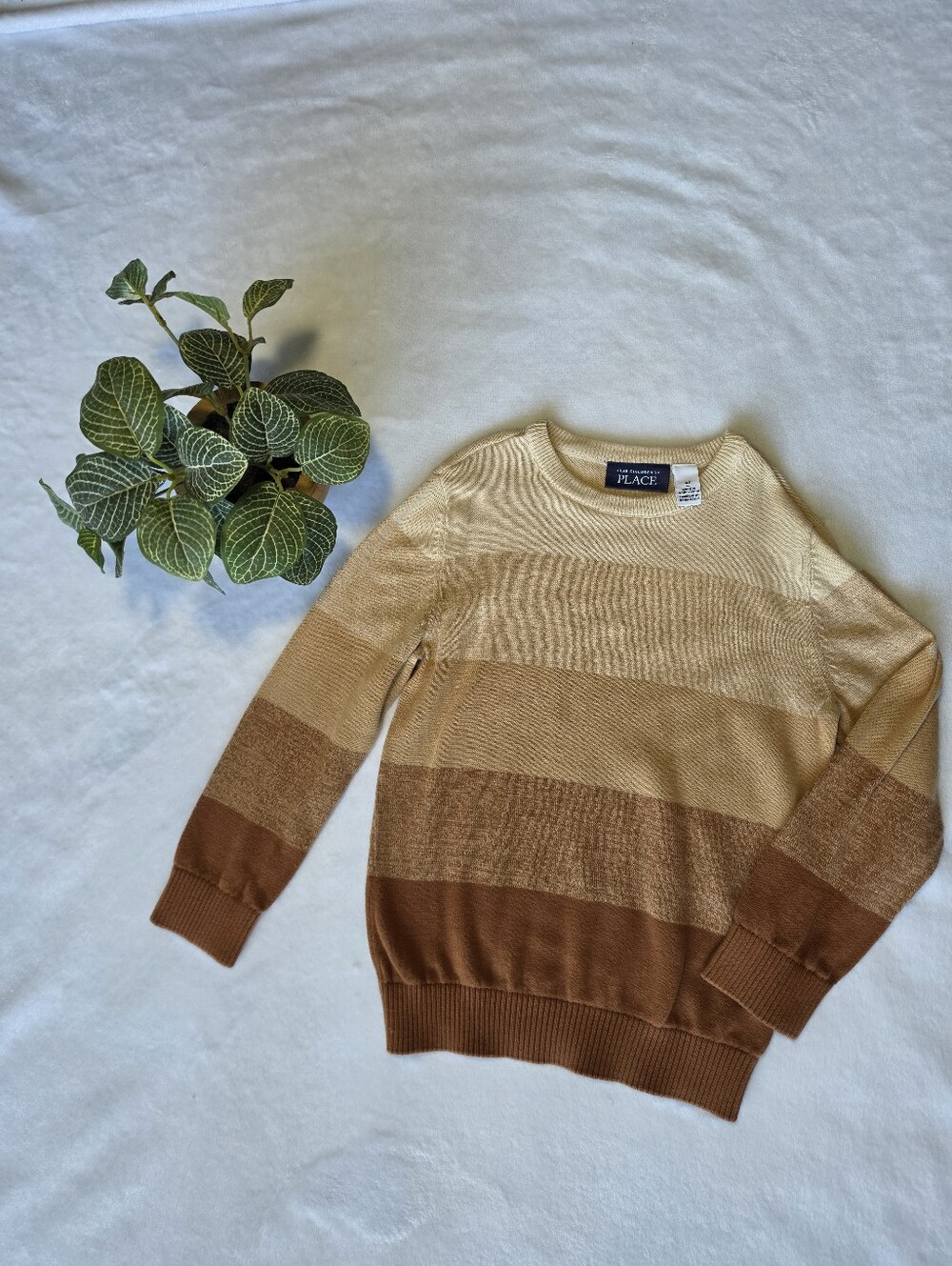 The Children's Place Cream, Tan and Brown Striped Knit Sweater